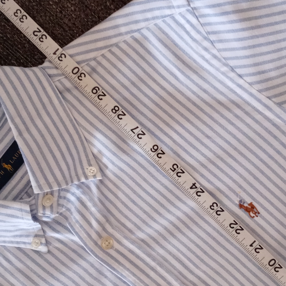 🐎Ralph Lauren🐎 - Men's Blue/White Stripe L/S Oxford Button Down - Picture 12 of 15